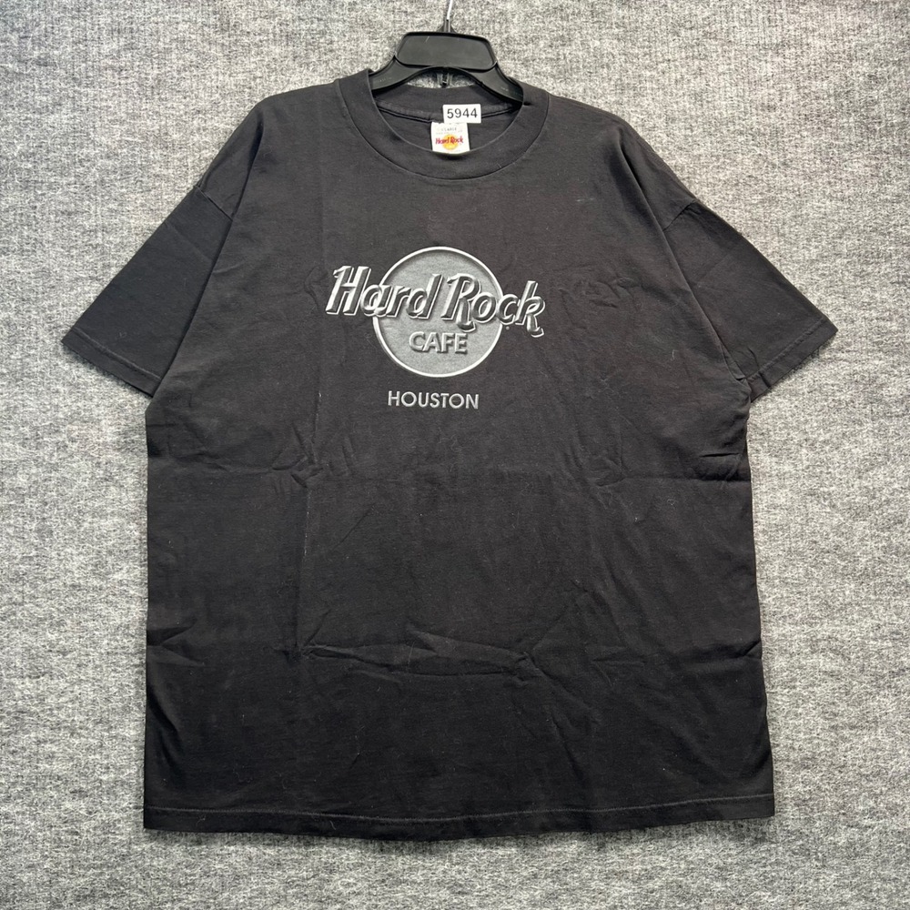 Hard Rock Cafe Houston T-Shirt Mens XL Black Graphic Tee Made in USA 90s Vintage